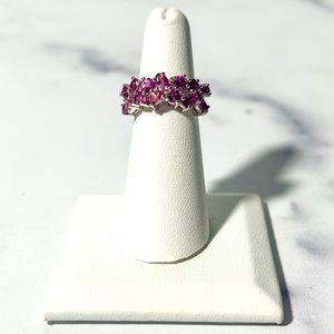 2.35ct Mixed Shaped Blush Garnet Rhodium Over Sterling Silver Ring